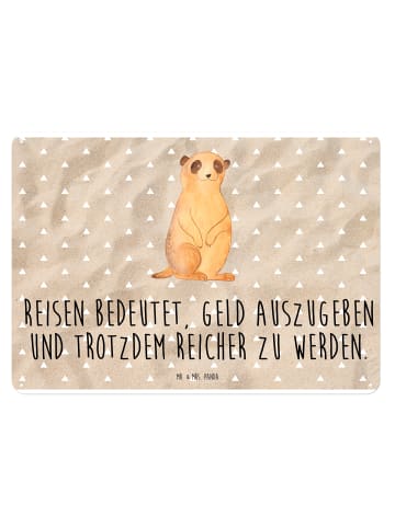 Mr. & Mrs. Panda Blechschild Erdmännchen mit Spruch in Sandig