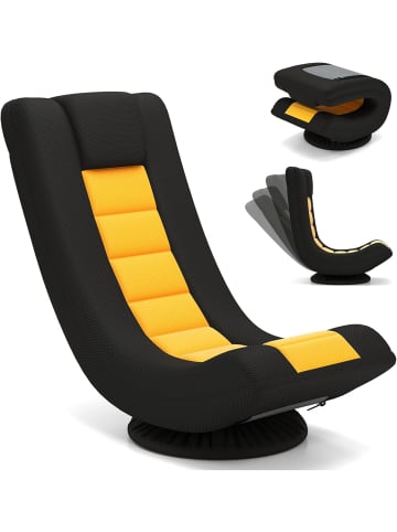 COSTWAY Bodenstuhl 360° drehbar klappbar in Gelb