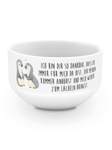 Mr. & Mrs. Panda Dessertschale Pinguine trösten mit Spruch in Weiß