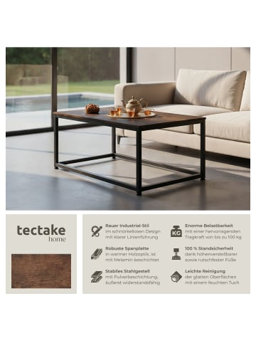 tectake Couchtisch Lynch 100 x 55 x 45,5 cm, Industrial Holz dunkel, rustikal