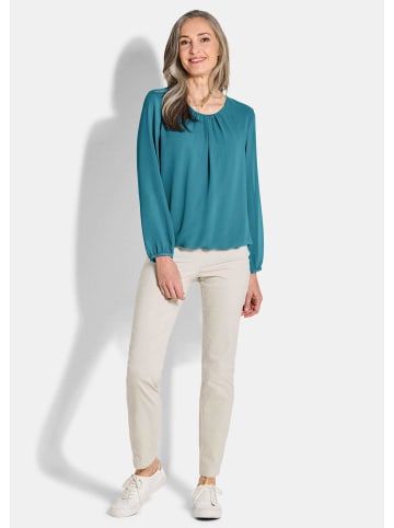 GOLDNER Kurzgröße:  Elegante Bluse aus Chiffon in petrol