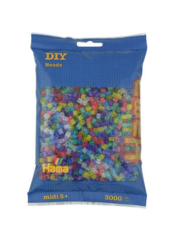Hama Beutel mit 3000 Midi-Bügelperlen Glitter Mix 54 - ab 5 Jahren
