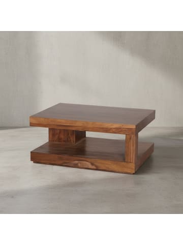 KADIMA DESIGN Couchtisch Massivholz 90x60x40 cm, Wohnzimmertisch braun,