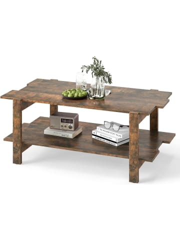 COSTWAY Couchtisch 2-stufiger in Braun