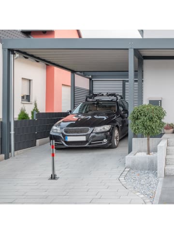 relaxdays 4 x Absperrpfosten in Anthrazit/ Rot