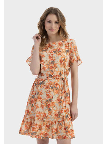 Usha Damen Kleid in Orange Hellgelb