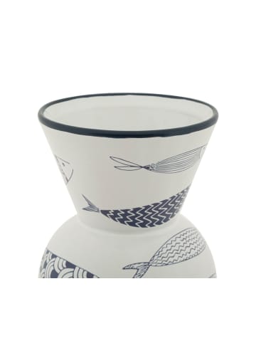Mauro Ferretti Weiße Keramikvase mit Fischmotiv, Ø 14 x 38,5 cm