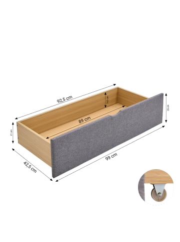 Homestyle4u Bettkasten 2er Set in Grau 99x26x37 cm