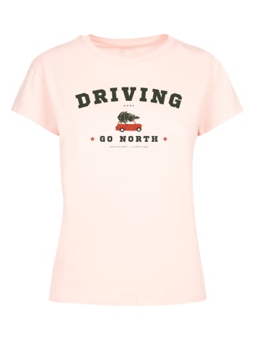 F4NT4STIC Ladies Box Tee Driving Home Weihnachten in pink