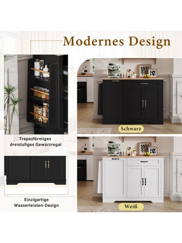 ABRIHOME Sideboard in Schwarz mit 3 Türen und 1 Schublade ausziehbaren Regalen