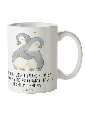 Mr. & Mrs. Panda Teetasse Liebste Freundin mit Spruch in Weiß