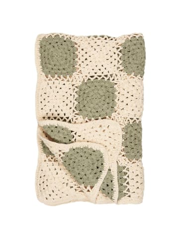 IB Laursen Plaid gehäkelt mit Karomuster in creme