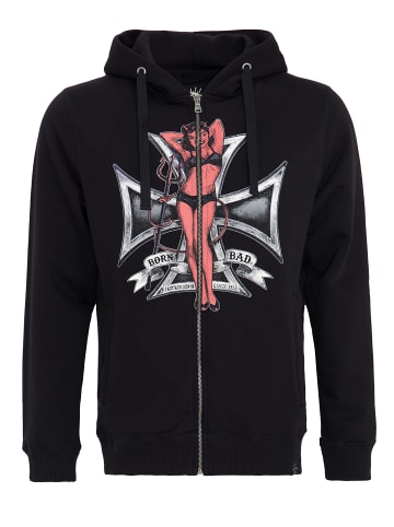 King Kerosin King Kerosin KING KEROSIN Kapuzensweatjacke mit Front Print Born Bad in schwarz