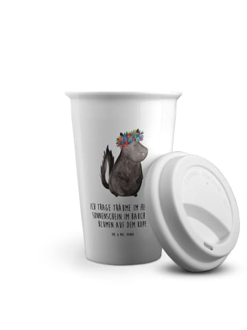 Mr. & Mrs. Panda Thermobecher Stinktier  mit Spruch in Weiß