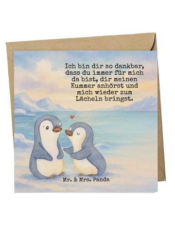 Mr. & Mrs. Panda Deluxe Karte Pinguine trösten Design mit Spruch in Weiß