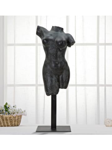 Mauro Ferretti Schwarze Harzskulptur mit Metallsockel, 19 x 17 x 50 cm