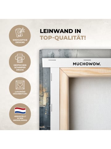 MuchoWow Leinwand bilder Abstrakte Kunst gold grau