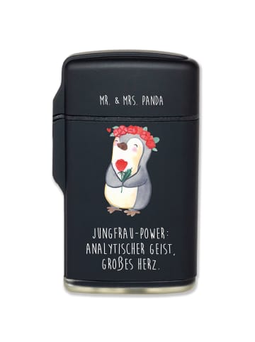 Mr. & Mrs. Panda Gasfeuerzeug Jungfrau Astrologie mit Spruch in Schwarz