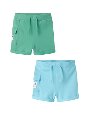 name it Shorts 2er-Set elastischer Bund Kordelzug in Blau-Grün