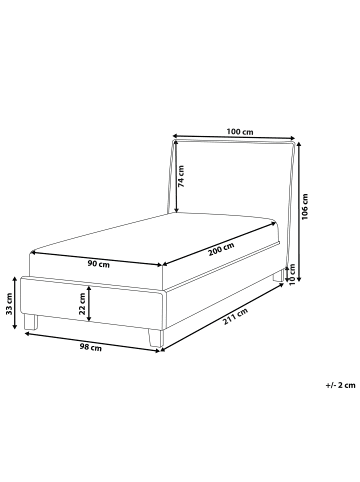 Beliani Einzelbett SENNEZ in Grau/Schwarz - (W) 100 x (H) 106 x (L) 211 cm