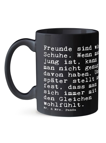 Mr. & Mrs. Panda Kaffeetasse Freunde sind wie Schuhe.... mit Spruch in Schwarz