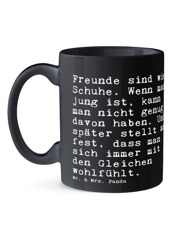 Mr. & Mrs. Panda Tasse Freunde sind wie Schuhe.... mit Spruch in Schwarz