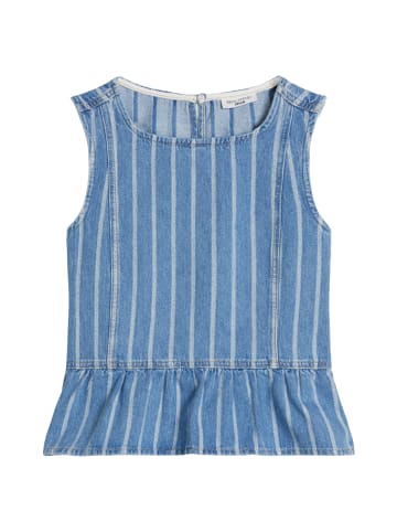 Marc O'Polo DENIM Gestreifte Jeans-Volant-Bluse relaxed in Medium Blue