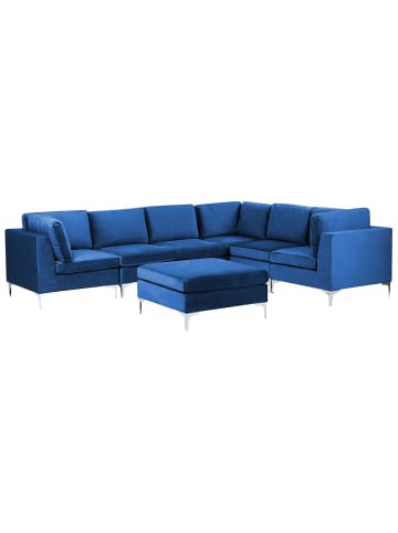 Beliani 7-tlg Modulsofa EVJA in Blau linksseitig