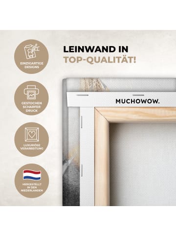 MuchoWow Leinwand bilder Abstrakte Kunst weiß gold (BxH)