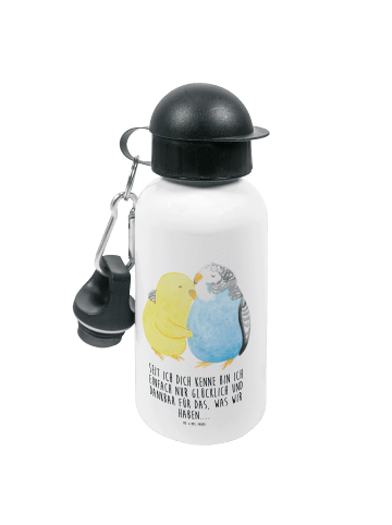 Mr. & Mrs. Panda Kindertrinkflasche Wellensittich Liebe mit Spruch in Weiß
