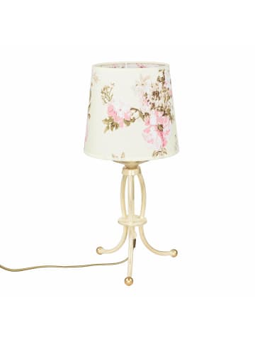 Licht-Erlebnisse Tischlampe (B)22 x (L)22 x (H)42 cm in Shabby Ecru Ecru Rosa
