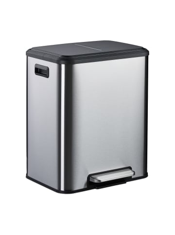 relaxdays Mülleimer in Silber - 2 x 15 Liter