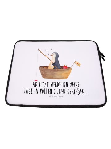 Mr. & Mrs. Panda Notebook Tasche Pinguin Angelboot mit Spruch in Weiß