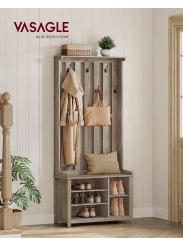 VASAGLE Garderobenständer Helan in Greige meliert - (B)35 x (H)180 x (T)81 cm