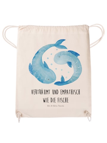 Mr. & Mrs. Panda Sportbeutel Sternzeichen Fische mit Spruch in Creme