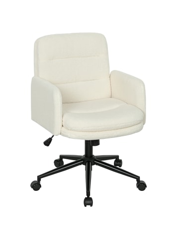 HOMCOM Schreibtischstuhl in Cremeweiß 65L x 61,5B x 101H cm