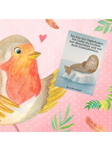 Mr. & Mrs. Panda Klappkarte Robbe Lachen Design mit Spruch in Weiß