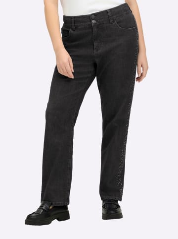 sheego Gerade Jeans in black denim
