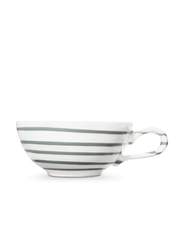 Gmundner Keramik Graugeflammt Teetasse Cup in Weiß