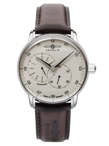 Zeppelin Herren-Armbanduhr Automatik New Captain's Line Creme / Braun / Silber