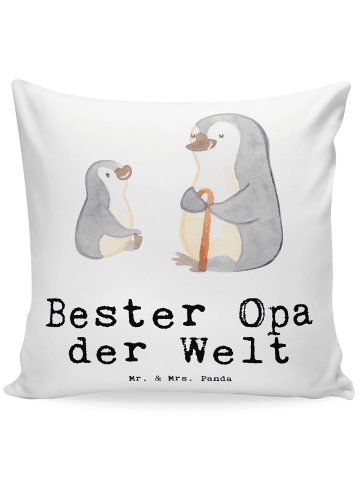 Mr. & Mrs. Panda Kopfkissen Pinguin Bester Opa der Welt mit Spruch in Weiß