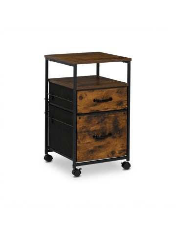 relaxdays Rollcontainer in Braun/ Schwarz - (B)40 x (H)68 x (T)40 cm