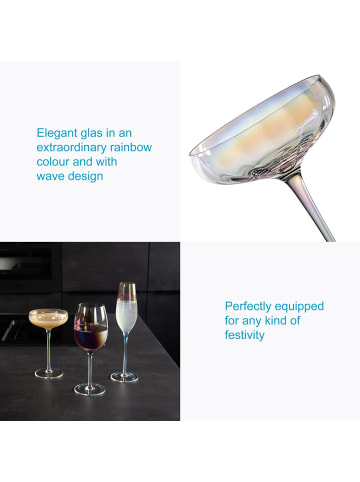 Intirilife Martini Cocktail Glas 140ml in 4x 140ml Regenbogen Schimmer