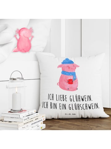 Mr. & Mrs. Panda Dekokissen Schwein Glühwein mit Spruch in Weiß