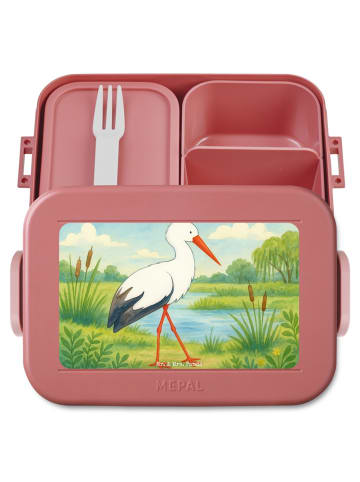 Mr. & Mrs. Panda Lunch Box Storch Design ohne Spruch in Rot Pastell