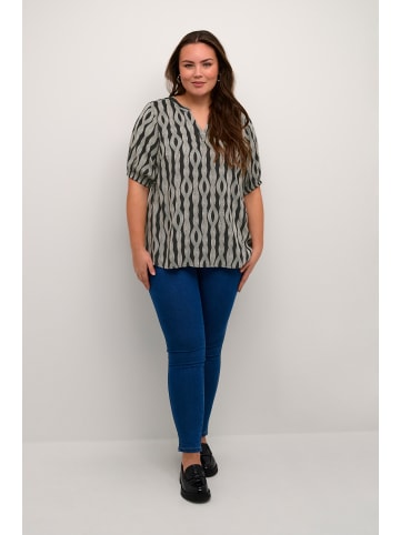 KAFFE curve Kurzarm-Bluse KCsanna in Small Black Rope Print
