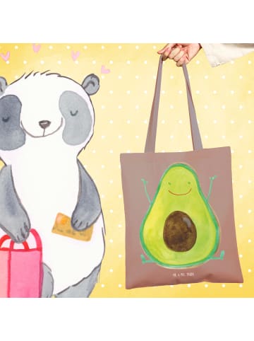 Mr. & Mrs. Panda Tragetasche Avocado Glücklich ohne Spruch in Braun Pastell