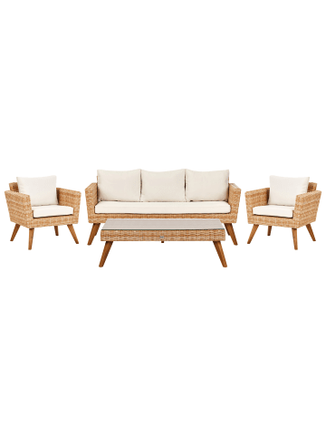 Beliani 4-tlg Sitzgruppe VITTORIA XL in Beige/Weiß/Braun