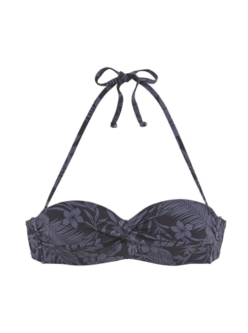 Venice Beach Bügel-Bandeau-Bikini-Top in schwarz bedruckt