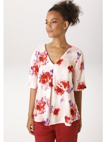 Aniston CASUAL Schlupfbluse in rosa-wollweiß-rot-dunkelrot-lila-flieder